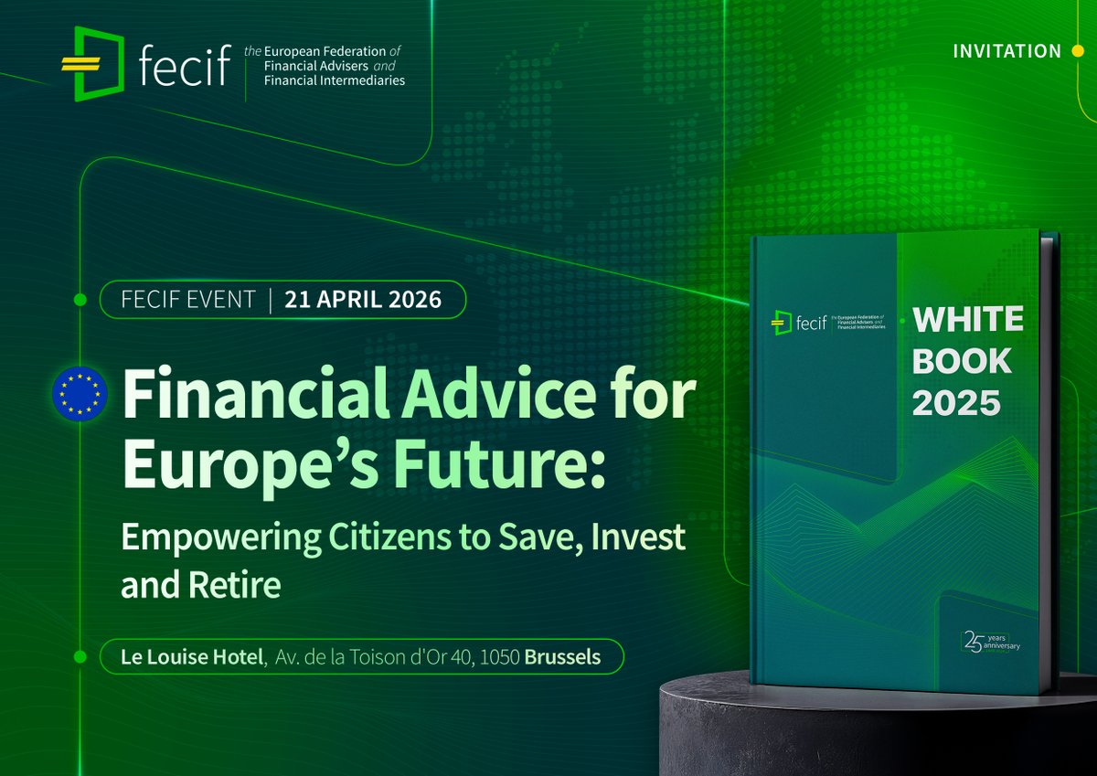 FECIF_EU's tweet image. 📢 FECIF Event – Today in Brussels 🇧🇪

📍 Le Louise Hotel (Room Metamorphose I)
🕔 Registration 17:30 | 🕕 Start 18:00
🔴 Live stream: linkedin.com/events/7451961…

👉 See you shortly

#FECIF #FinancialAdvice #EUFinance