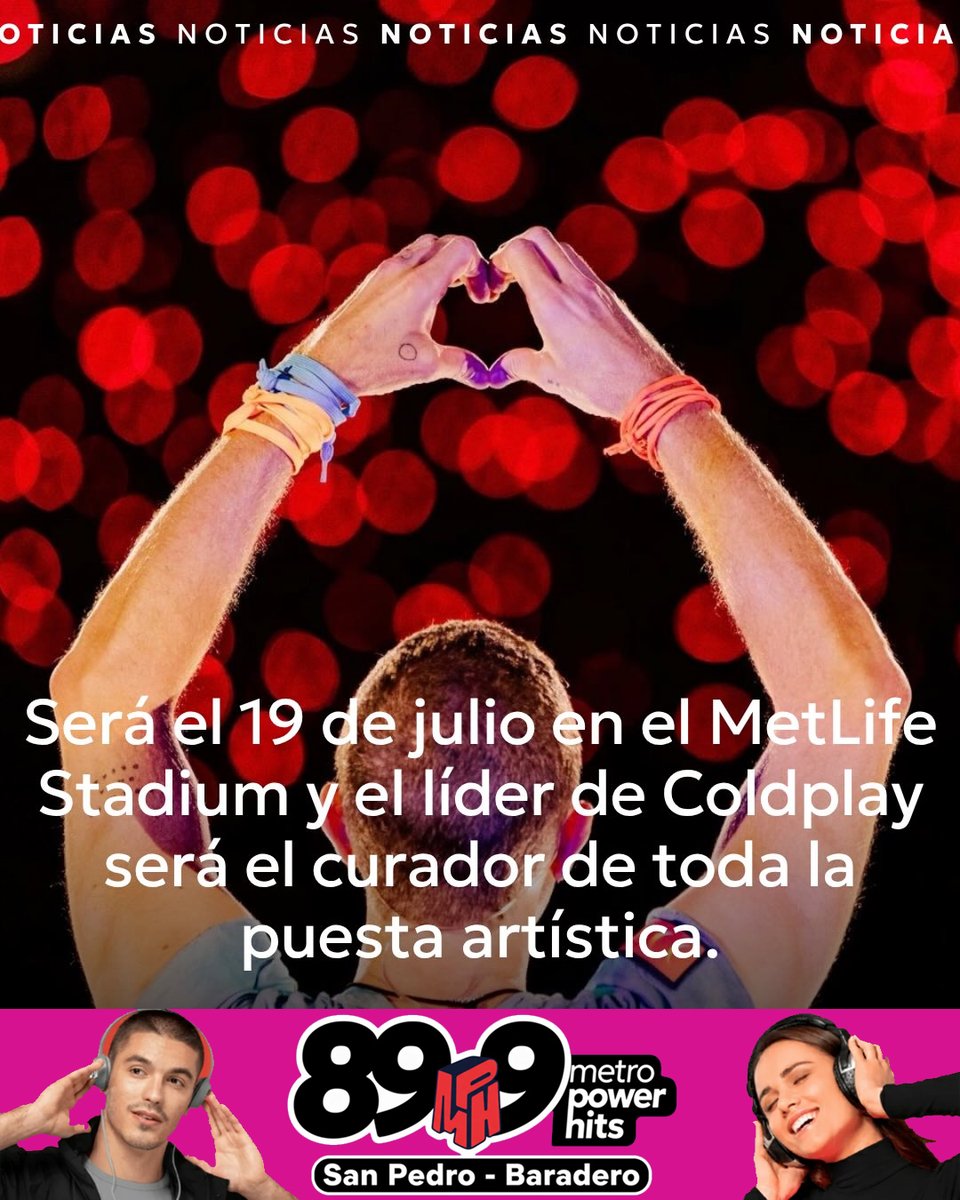 MPH899FM's tweet image. ¡ATENCIÓN! 🤯 Chris Martin y Coldplay se presentan en el MetLife Stadium este 19 de julio en el marco del #Mundial2026. ⚽️✨ La cuenta regresiva ya empezó. ¿Listos para la magia?

🎧 Online: 899.com.ar 📲 WA: 3329-404414
#Coldplay #WorldCup2026
