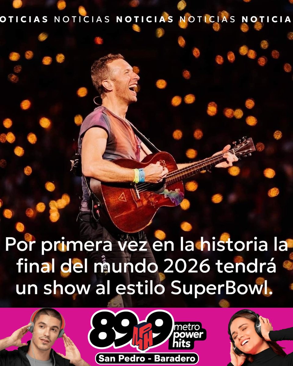 MPH899FM's tweet image. ¡ATENCIÓN! 🤯 Chris Martin y Coldplay se presentan en el MetLife Stadium este 19 de julio en el marco del #Mundial2026. ⚽️✨ La cuenta regresiva ya empezó. ¿Listos para la magia?

🎧 Online: 899.com.ar 📲 WA: 3329-404414
#Coldplay #WorldCup2026