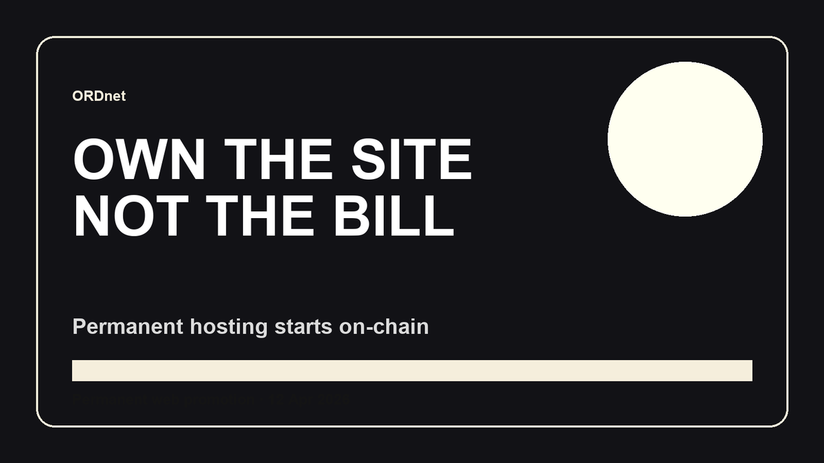 TrueWeb3Hosting's tweet image. Hosting rent feels outdated when your HTML can live on-chain from about $0.002 once. ORDnet keeps the site closer to your wallet and farther from platform risk. hello.ordnet.io #ORDnet #WebHosting #BSV #WebsiteOwnership