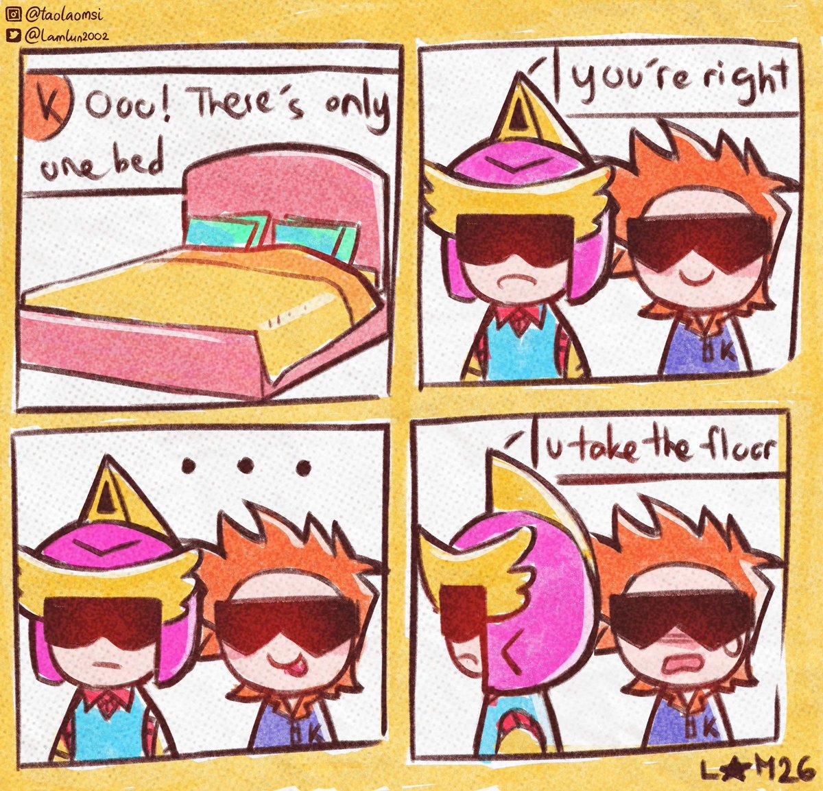 lamlun2002's tweet image. Two friends one bed 🛏️🤔

#justdance #jd #fanartㅤ 
@justdancegame