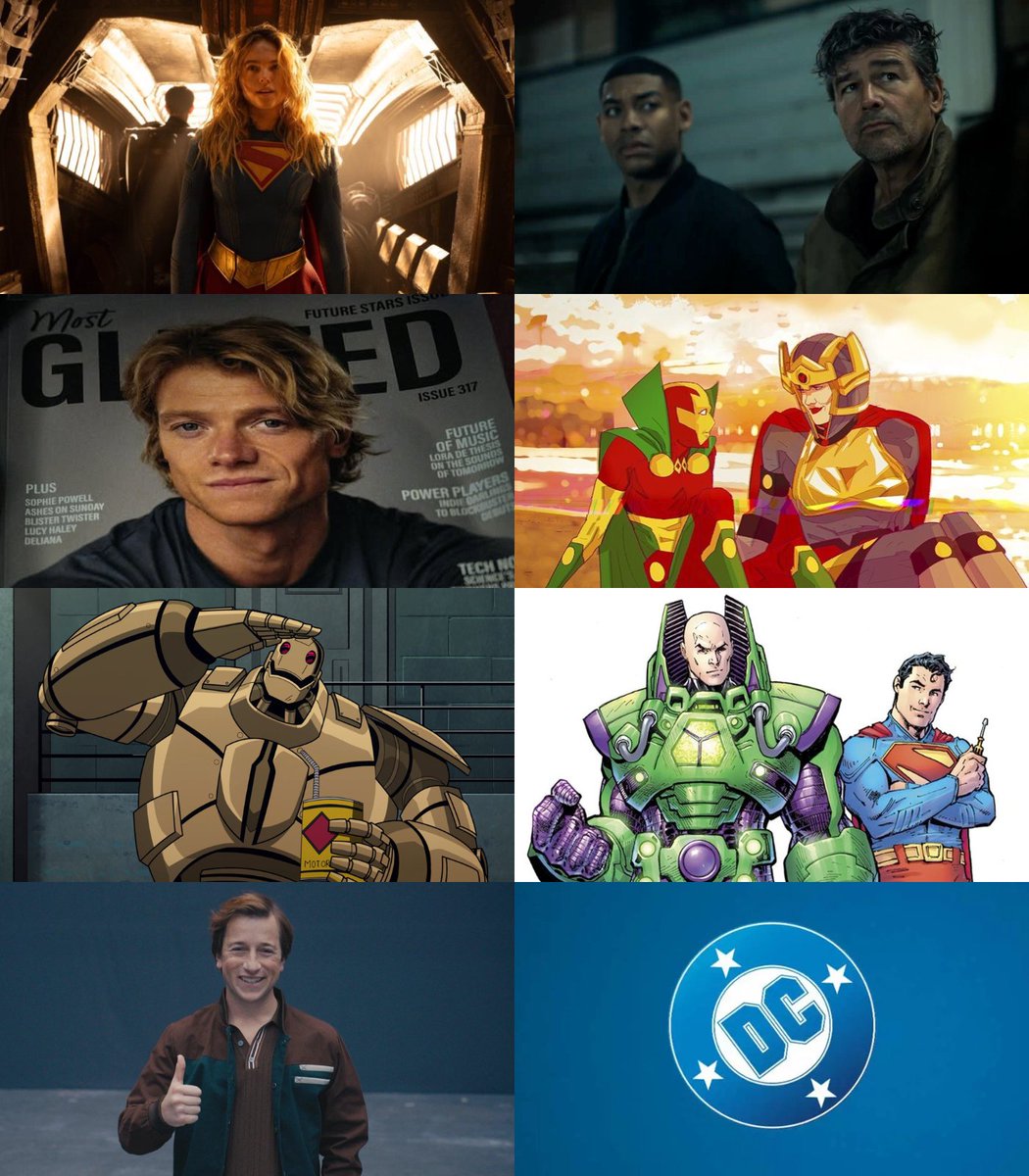 Feature_First's tweet photo. All current DC Universe projects in production: 

• 'Supergirl', starring Milly Alcock, Jason Momoa (post)
• 'Lanterns', starring Kyle Chandler, Aaron Pierre (post)
• 'Clayface', starring Tom Rhys Harries, Naomi Ackie (post)
• 'Mister Miracle', cast TBD
• 'Creature Commandos' S2, starring Indira Varma, Sean Gunn (animating)
• 'Man of Tomorrow', starring David Corenswet, Nicholas Hoult (filming)
• Untitled Jimmy Olsen series, starring Skyler Gisondo (pre)

Which one are you most excited for?