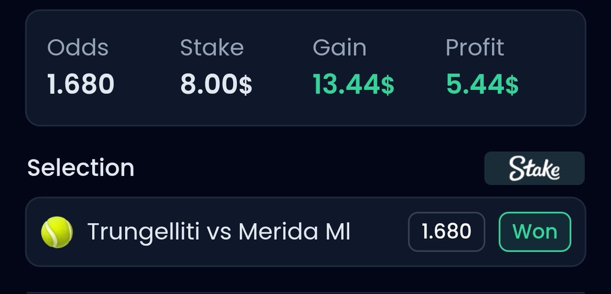 ✅ STEP 32 CASHED 💰

Trungelliti vs Merida 🎾

Merida WIN 🔥

Another clean hit 👀

Profit: +$5.44

Momentum getting stronger 🪜📈

We keep stacking 🔥

<a href="/atptour/">ATP Tour</a> <a href="/TennisTV/">Tennis TV</a>

#TennisPicks #SportsBetting #ATP