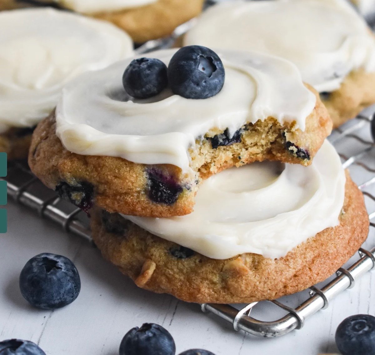 It’s *Spring* so Celebrate w/ FRESH *Blueberry* Cookies!  Made w/ B-Sugar, *Oats* (for unique Flavor), topped by a Luscious *P-Sugar,* Cream-Cheese *Glaze,* these are *Spring-Cookie* WOW! Give ‘Em a GO! dancearoundthekitchen.com/blueberry-cook…