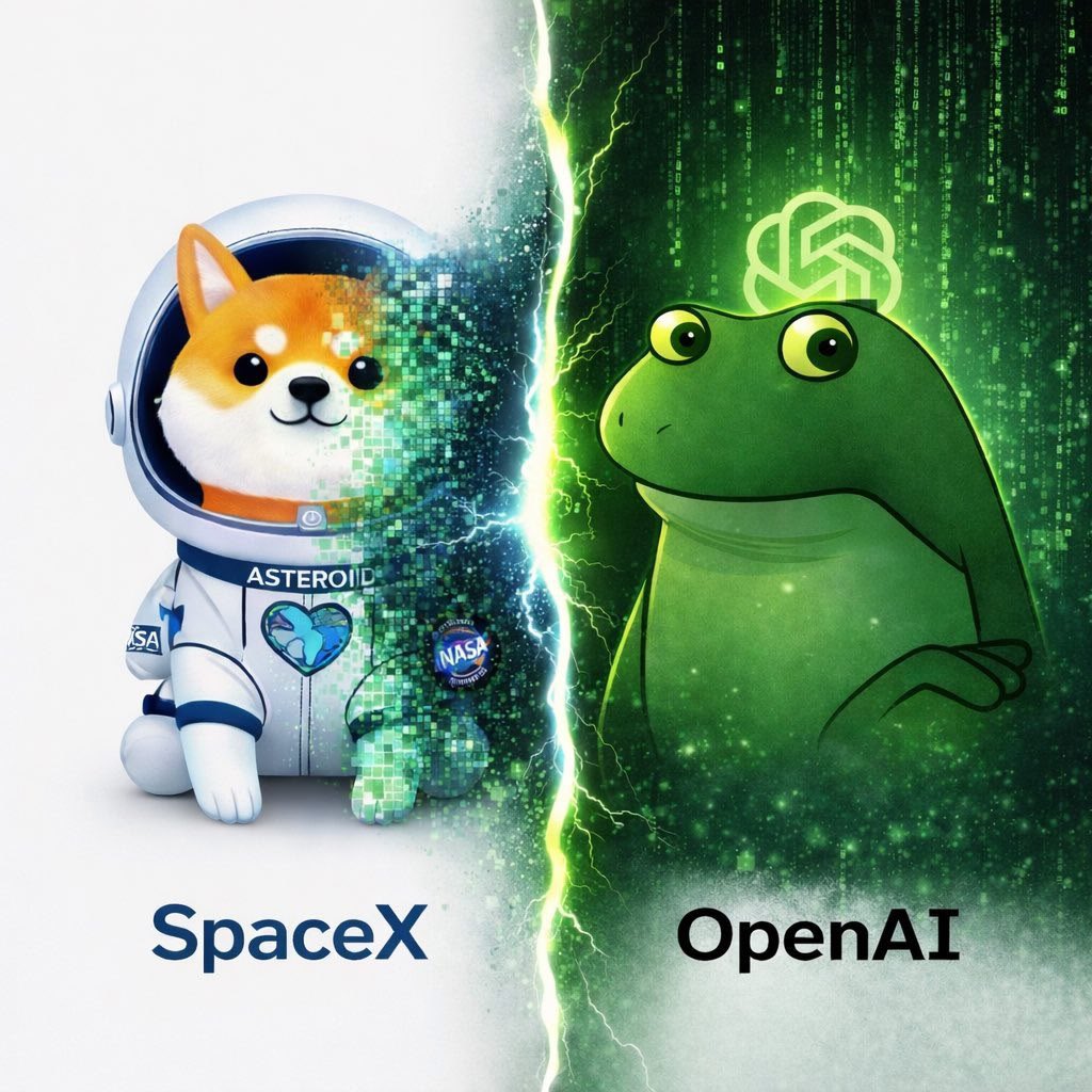 cryptoabsorber1's tweet image. $FROGE &amp;gt; $ASTEROID 
#open ai &amp;gt; #spacex
#sam &amp;gt; #elon
@FrogeVIP 
@sama @elonmusk
We’re following you, dog 🔪 😆