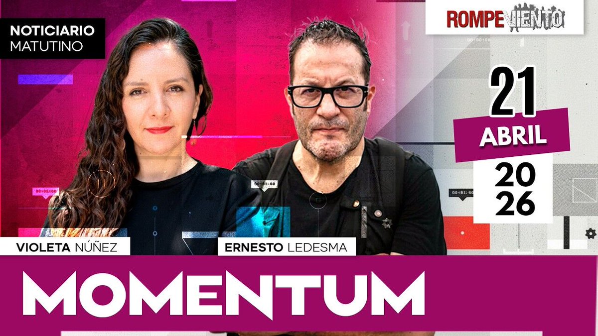 RompevientoTV's tweet image. 2️⃣ 1️⃣ / abril / 2️⃣ 6️⃣ 
       
📢 Arrancamos con la conferencia de prensa matutina de la presidenta @Claudiashein 

📰 Más adelante iniciamos con el noticiario matutino #Momentum

¡Conéctate! 👇
youtube.com/live/R5vVCYlhC…