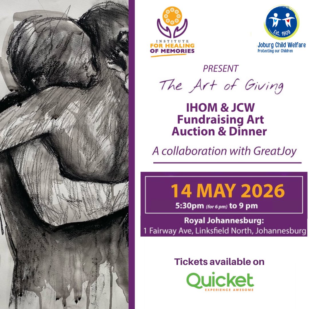 IHOMIHOM's tweet photo. Join us for the IHOM &amp; Joburg Child Welfare, Fundraising Art Auction &amp; Dinner 
Featuring works by Greatjoy Ndlovu, Nelson Makamo &amp; the MTN Foundation. All proceeds support child protection &amp; trauma healing.
🎟 Book now: https://t.co/VgEJK7v18V

#ArtAuction #Fundraising #JCW #IHOM https://t.co/fQNOgTw2tb