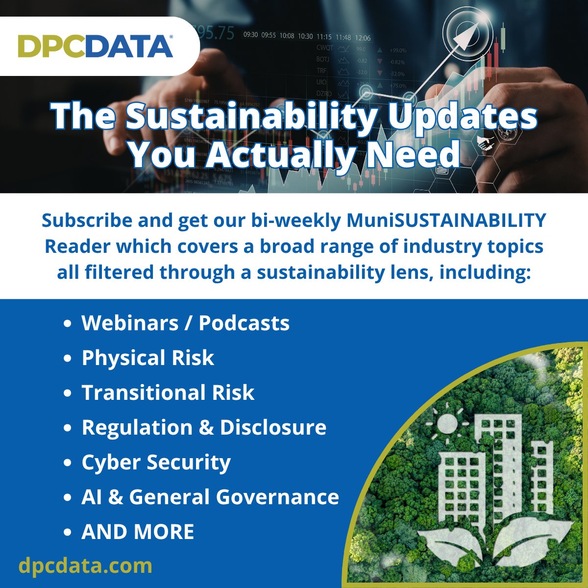 DPCDATA's tweet photo. Are you spending too much time digging through climate disclosures?
The MuniSUSTAINABILITY Reader keeps it focused.
Just the data you need, without extra noise.
Sign up here:
β π https://t.co/uqJu20fcjZ
@DPCDATA #muniland #munibond #disclosuredata #compliance #creditdata https://t.co/s7aOrRY2cD