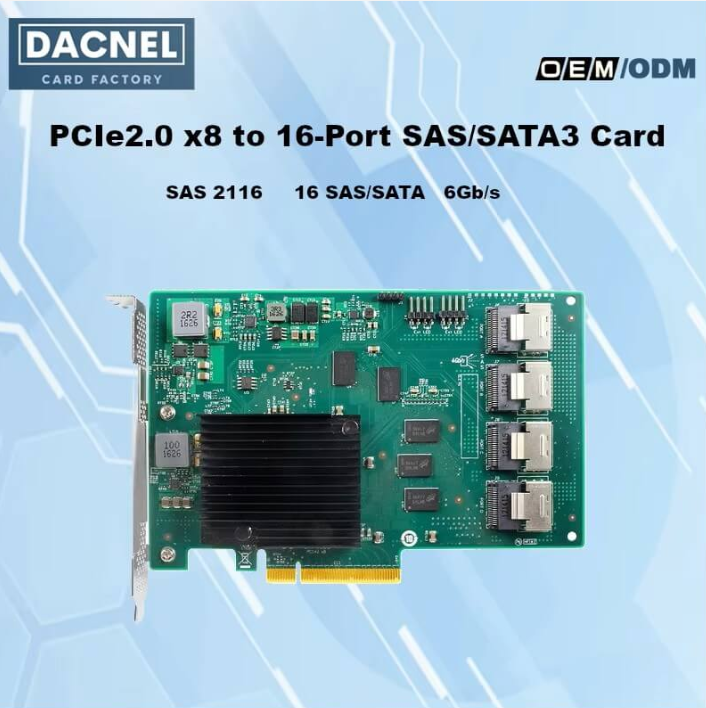 Dacnel_Card's tweet photo. PCIe 2.0 x8 to 16-Port SAS/SATA3 Card SAS2116 6Gb/s UEFI- HBA SAS2116-16I

https://t.co/k4em3xBrlj

Main Chipset：SAS 2116
Interface：4*SFF-8087
Support : 16 SAS/SATA SSDs  

#HBAController
#SASController
#RAIDController
#EnterpriseStorage
#StorageExpansion
#ServerHardware https://t.co/fBvn7T8rGt