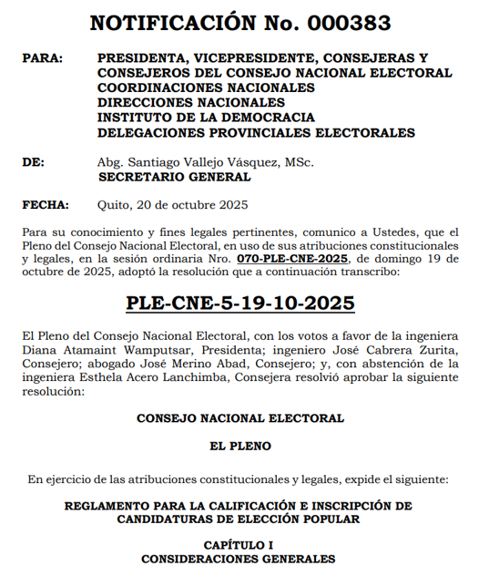 bolivar_lojan's tweet photo. #EleccionesEc2026

Un ejemplo de distribución en listas pluripersonales de concejales en Loja que, además, sirve para todas las provincias

La Organización Política OP XY decide poner listas para concejales en cinco cantones (5) de Loja, Foto 1

PREGUNTA: ¿Cuál es el procedimiento?

PRIMERO: La guía
REGLAMENTO PARA LA CALIFICACIÓN E INSCRIPCIÓN DE CANDIDATURAS DE ELECCIÓN POPULAR; puede descargarla de https://t.co/rOFhkCmhap

SEGUNDO
ANÁLISIS EXTERNO DE LAS LISTAS PLURIPERSONALES

Encabezado por joven
Artículo 8.i del reglamento
"Al menos una de las listas pluripersonales presentadas por la organización política estará encabezada por una persona joven. Para verificar que se cumpla con los umbrales de edad de las candidaturas de hombres y mujeres jóvenes, se considerará a la fecha de inscripción de su candidatura ante la autoridad electoral respectiva." 

Entonces de las 11 listas una (1) por lo menos debe estar encabezada por joven

Listas Pluripersonales encabezadas por mujeres
Artículo 8.f del reglamento
"En las listas de concejalías, del total de listas que la organización política inscriba a nivel provincial, el cincuenta por ciento (50%) estarán encabezadas por mujeres"; como en la foto 1 se requieren 11 listas significa que el el 50% de 11 es 5,50 lo que lleva a 6 que es el entero superior. De la foto 3 puede tomar las flechas verdes correspondientes

SEGUNDO, Foto 4
ANÁLISIS INTERNO DE LAS LISTAS PLURIPERSONALES

Paridad de género 
Como todas las listas contienen una cantidad par de ciudadanos (suma de principales y alternos) para que se cumpla la paridad (50% para mujeres y 50% para hombres) basta que la lista inicie con 
M - H o
H - M

nunca por H - H o M - M

Inclusión generacional
Dentro de las listas debe existir por lo menos el 25% de jóvenes (entre 18 y 29 años); por ejemplo si la lista es para elegir 5 concejales entonces entre principales y suplentes hay 10 ciudadanos cuyo 25% es 3 que se obtiene de tomar el siguiente número entero a 10/4; para 6 concejales el 25% es, de una, 3 = (6+6)/4

CONCLUSIÓN
Si ya domina esto entonces ya está preparado para hacer exactamente lo mismo con las Juntas de Vocales para parroquias rurales.

Hakuna matata.