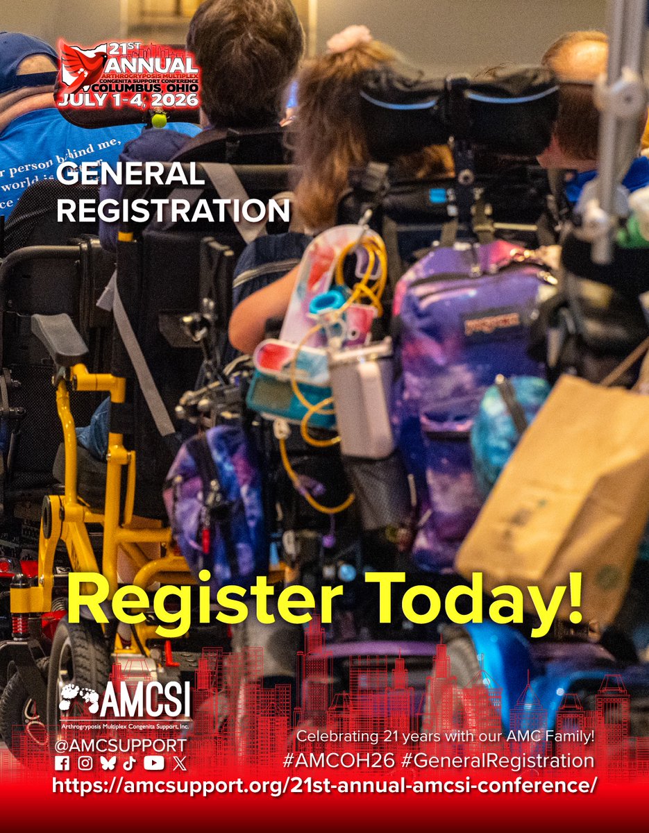 🎟️ Ticket Tuesday

71 days. Columbus.

“Growing up, I never met anyone with AMC in person…
This was the first place I connected with people like me.
I felt seen, supported, and uplifted.”
— Julie M.

Register now:
amcsupport.org/21st-annual-am…

#AMCOH26 #AMCcommunity #AMCStrong
