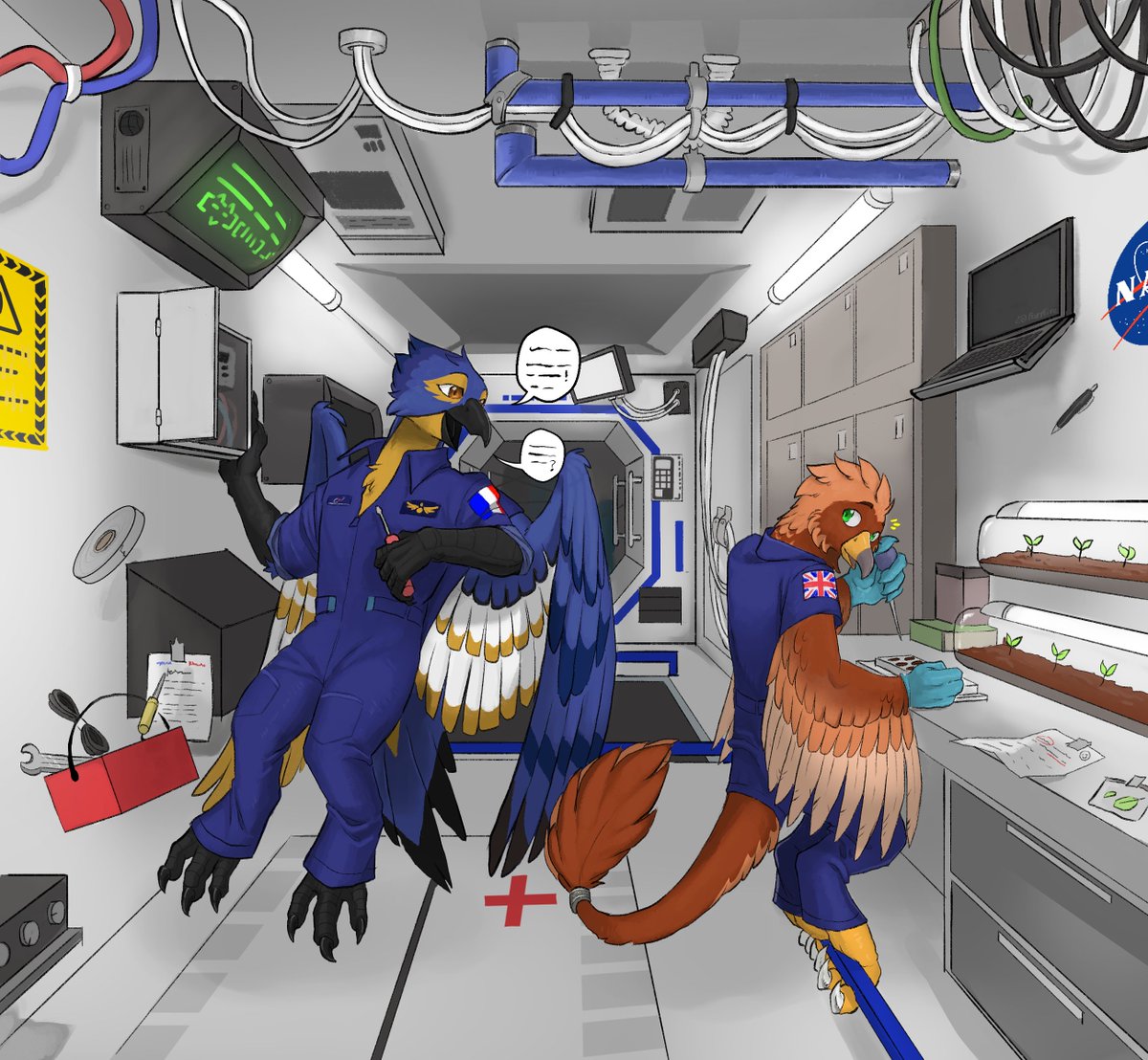 Farythefire's tweet photo. geagles in space! 
commission art for @the_shrimp_lord and @marsatttackk :33!
#space #birds #commissionart https://t.co/53HZyOHUBT