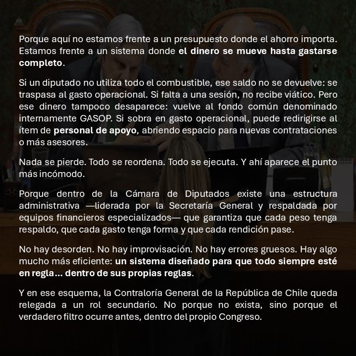 RAguilarCub's tweet photo. Columna de opinión: “Asignaciones Parlamentarias: la caja negra del poder”. Más allá de la dieta, millones de recursos públicos se gastan cada mes bajo reglas flexibles y escasa transparencia. El problema no es solo cuánto se gasta, sino cómo y quién fiscaliza. #Congreso https://t.co/mNVDBVF4KC