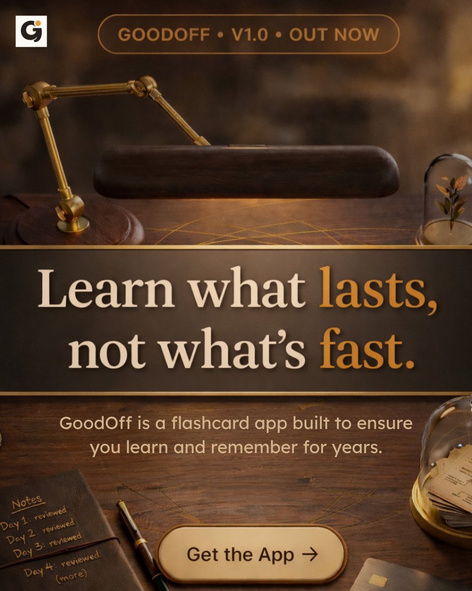 GoodoffInfo's tweet photo. Knowledge is an investment, not a sprint. 🕯️ Stop chasing quick fixes and start building a foundation that stays with you for a lifetime. With GoodOff, we don't just study; we remember.
Learn what lasts. 📚✨

 https://t.co/JM7MGBSoVu
https://t.co/Cs6NMfA0el
#GoodOff https://t.co/lhKkfDT6bK