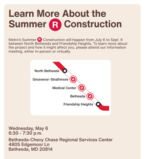 MCDOTNow's tweet image. 🔴🚇NEW🚇🔴
In partnership with @MarylandDOT, @mtamaryland, @MDSHA, @PurpleLineMD &amp;amp; #MCDOT; @wmata will host an Information Meeting for customers impacted by the Summer 2026 Red Line Major Construction project starting in July 2026.
📌Details🔗bit.ly/41LG8Gg #mdcommuters