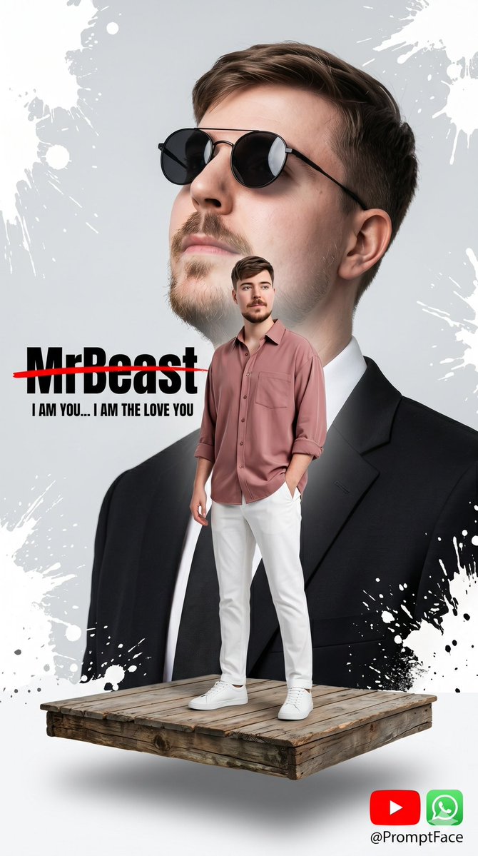blockheadd5's tweet image. 🚀 Want to create your own MrBeast-style visuals, like cinematic images created by fiction or AI? 🎬🔥 @MrBeast 

Now it's possible! 💡

Add your photo to Gemini and create a crazy #MrBeast-style visual in seconds! #prompt in the description...

Subscribe The Youtube Channel 🙌🏻
