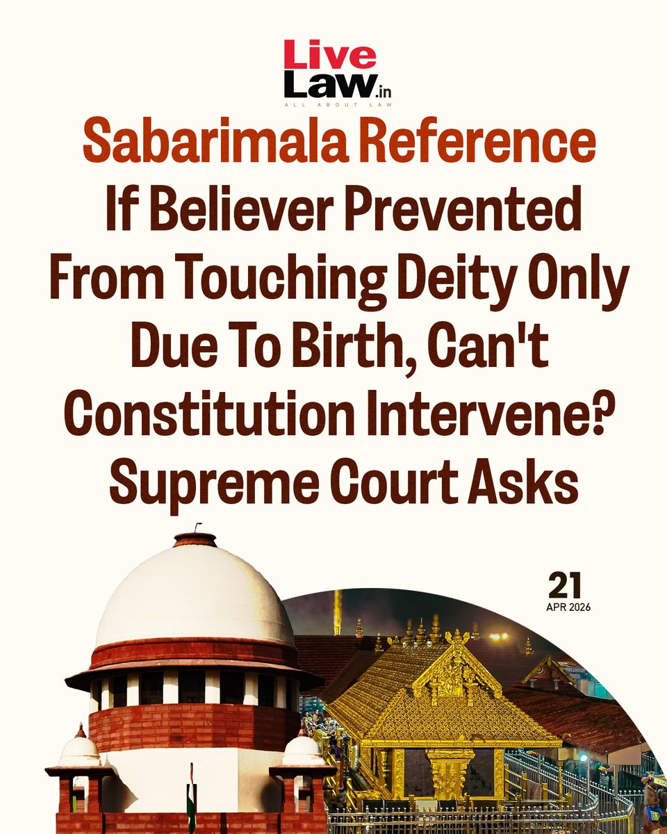 LiveLawIndia's tweet image. On the sixth day of the hearing in the Sabarimala reference, the Supreme Court orally asked if the Constitution can intervene if a believer is prevented from touching the deity only on account of his birth identity.
Read more: zurl.co/7eR63
#Sabarimala #SupremeCourt