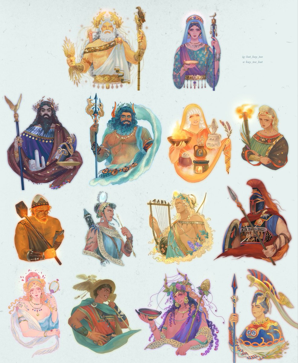 All my designs of Greek Gods in the past weeks 🏛️🥹