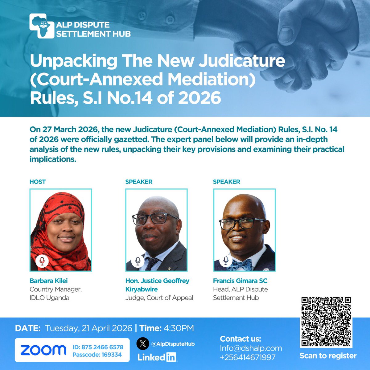 Unpacking The Judicature (Court-Annexed Mediation) Rules, 2026 

We are live on YouTube and Zoom 
youtube.com/live/bOpbItOfX… via <a href="/YouTube/">YouTube</a>