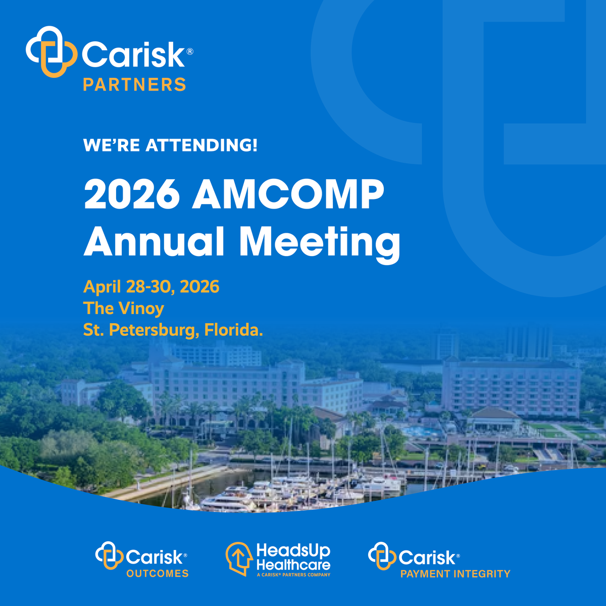 Carisk Partners is heading to the 2026 AMCOMP Annual Meeting! Join us as we connect with industry peers, explore the latest trends in workers’ compensation, and engage in conversations shaping the future of the industry.

#AMCOMP #WorkersComp #CariskPartners