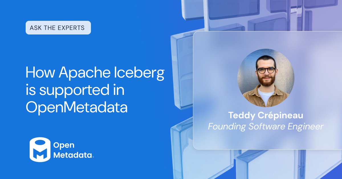open_metadata's tweet photo. @ApacheIceberg is the dominant force in the table format space, and as such, it's an important part of your data ecosystem, and it is, of course, supported by #OpenMetadata. The support is less obvious and more convenient than you might have thought. In this new episode of Ask the Experts, Teddy Crepineau and @progrockrec will explain it all to you and give a practical demonstration. Not to be missed! 
👉🎥Watch here: https://t.co/Nyxtft4Vwd 

#apacheiceberg #dataengineering #datagovernance #datalineage #dataquality