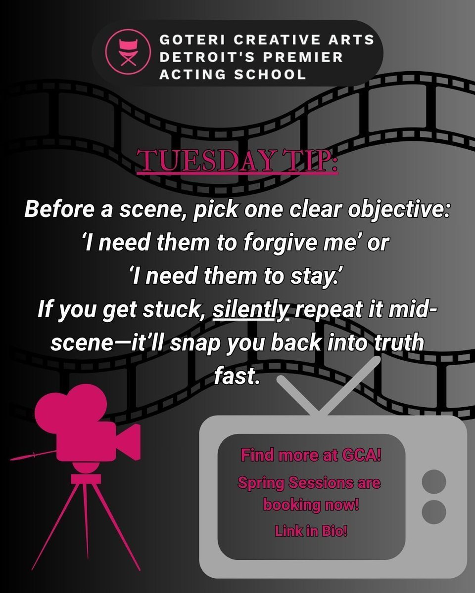 Richgoteri's tweet image. #LearnMore at GCA!  #SpringClasses booking now!
.
#tuesdaytip #actingtip #actor #theater #film #tv #setlife #audition #auditiontip #tipsandtricks #actingclass