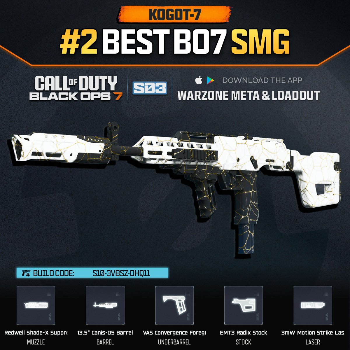 WZStatsGG's tweet image. ‼️🚨 BEST META SMGs IN BO7 🚨‼️

🔥 Here are the TOP 3 Best SMG Loadouts to use in #BlackOps7 Season 3 Multiplayer!

🥇 STURMWOLF 45
🥈 KOGOT-7
🥉 RYDEN 45K