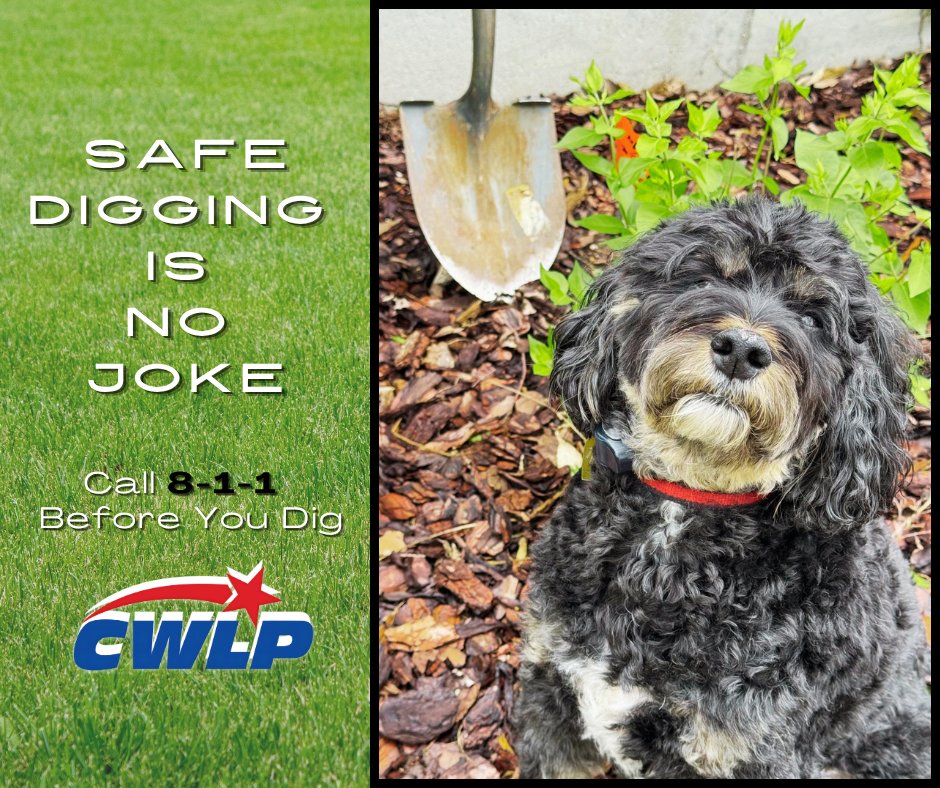 CWLP_'s tweet image. It’s #TipTuesday! April is National Safe Digging Month.
Always call 811 (JULIE) before you dig!
Once lines are marked:
• Respect &amp;amp; maintain marks
• Hand dig near utilities

Learn more: cwlp.com/BlogDetails.as…
#Call811 #DigSafely #SafeElectricity #CWLP