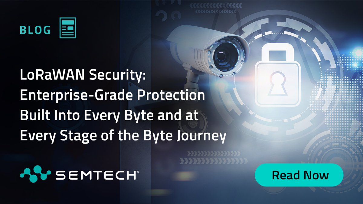 SemtechCorp's tweet image. Security isn't a feature in LoRaWAN—it's the foundation. AES-128 encryption, replay protection and device authentication are built into every message.

Read the blog: hubs.la/Q04cTn5X0

#Semtech #LoRa #LoRaWAN #IoT #Blog