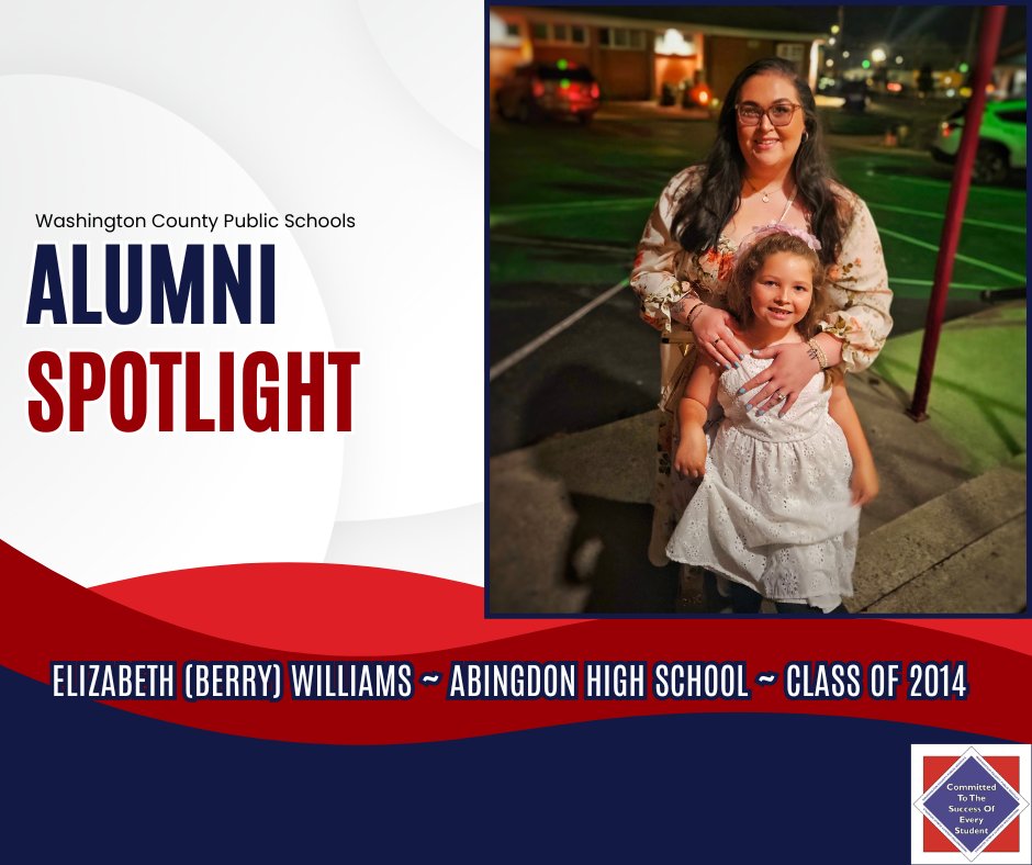 AbingdonHigh's tweet photo. 🌟WCPS Alumni Spotlight: Elizabeth (Berry) Williams ~ Abingdon High School ~ Class of 2014.

We are thrilled to highlight Elizabeth (Berry) Williams, a proud Abingdon High School graduate! https://t.co/o9C1Wqfo7Q