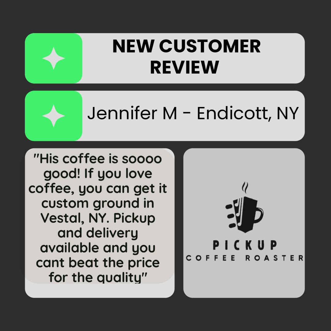 PickupCoffeeR's tweet image. Our customers can't get enough of our coffee! See why it's the talk of the town and order your fresh, custom-ground brew today. Pickup and delivery available—don’t wait! PickupCoffeeRoaster.com

#CoffeeLovers #FreshBrew #OrderNow