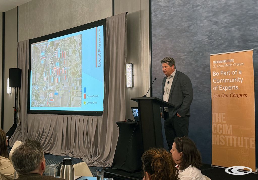 ContegraCC's tweet photo. Last week #Contegra CEO Eric Gowin took part in CCIM St. Louis Chapter's Crane Watch Luncheon, sharing insights on the region's industrial trends, engaging in conversation about local retail and residential projects, and discussing how these markets are shaping our community. https://t.co/ETDWi8FTfF