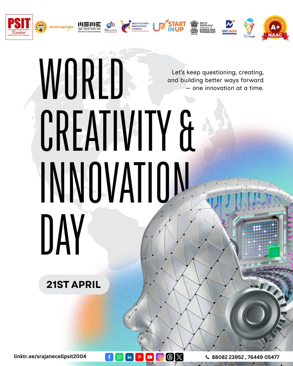 Ideas today. Impact tomorrow. 
At SRAJAN Club, we celebrate the spirit of creativity, collaboration, and innovation that empowers young minds to turn ideas into meaningful impact. 

#WorldCreativityAndInnovationDay #SRAJAN #StartupVibes #Innovation