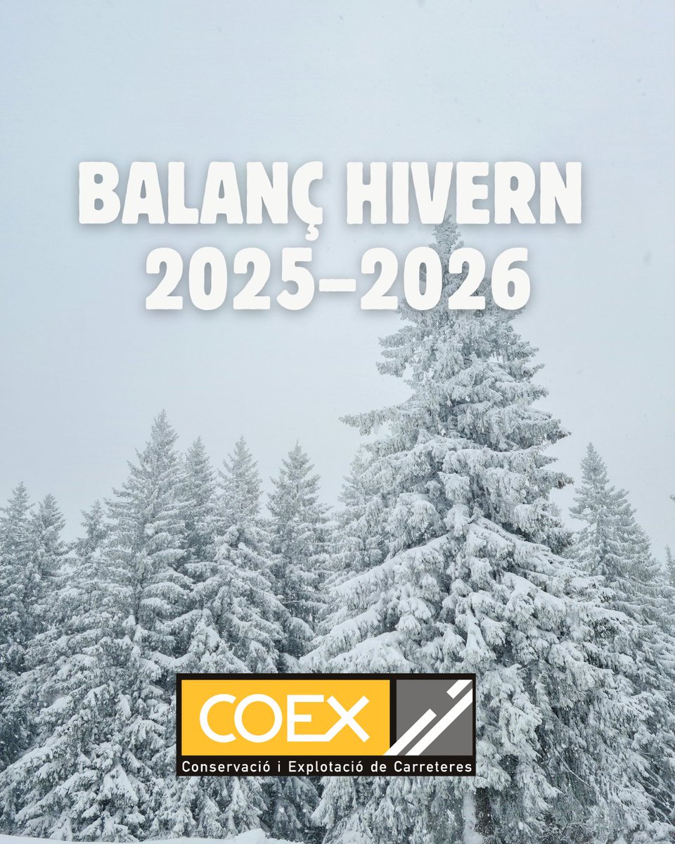 COEX_Andorra's tweet photo. ❄️ Balanç de la temporada de vialitat hivernal 2025-2026.
Aquest hivern ha estat marcat per nevades constants i gruixos importants de neu a tot el país.
🙏 Gràcies a tots els equips del COEX i als professionals implicats que treballen cada dia per mantenir les carreteres segures. https://t.co/zIJmlcuT9i