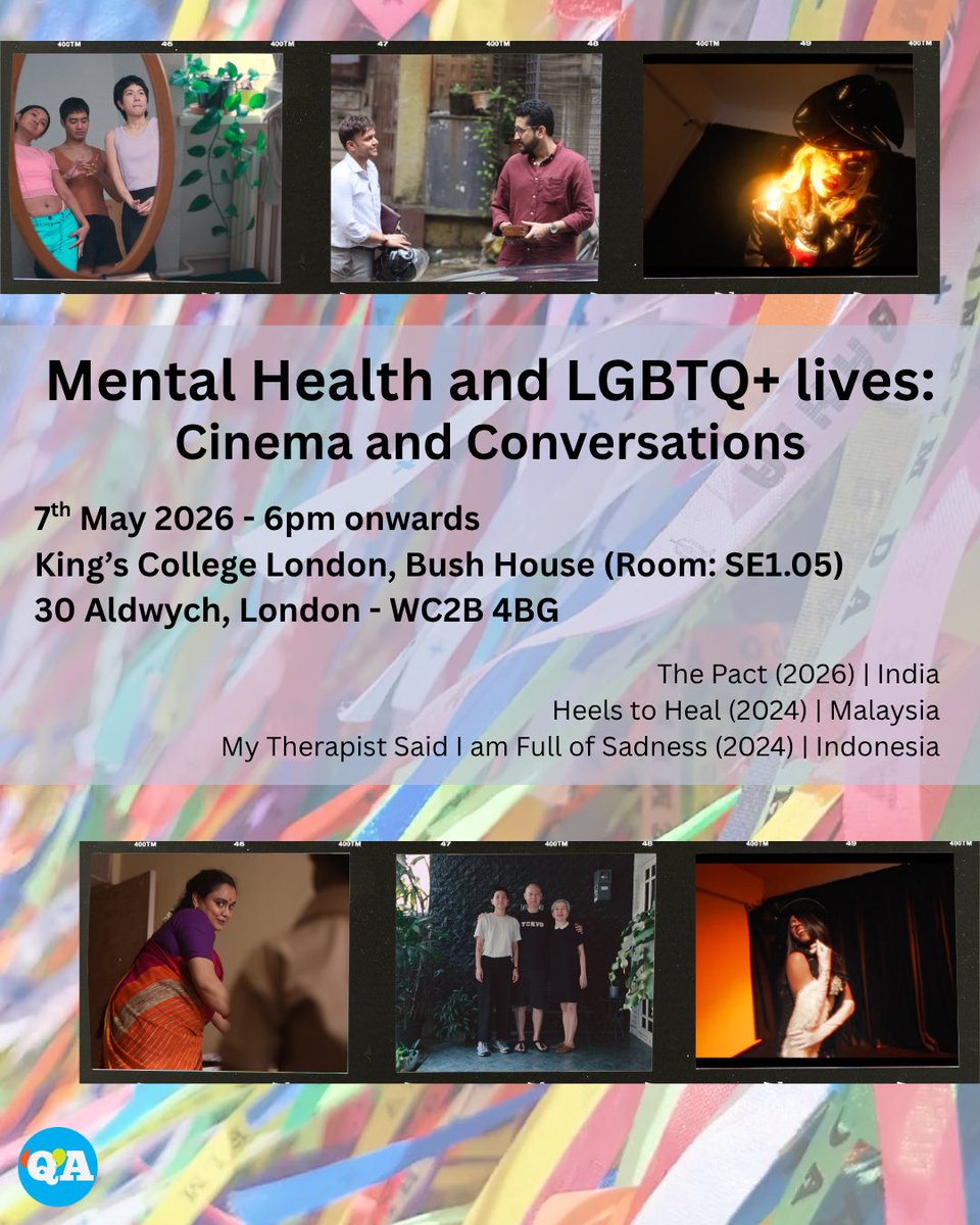 Apurvasrani's tweet photo. Delighted to share that #ThePact will be screened at @ukasianfilmfest, under @TheQueerAsia’s ‘Mental Health & LGBTQ Lives’ initiative. See you on 7 May 2026 at King’s College London.
@LakshmiRIyer
#parambratachatterjee #kalyaneemulay https://t.co/yw9Y78buMq