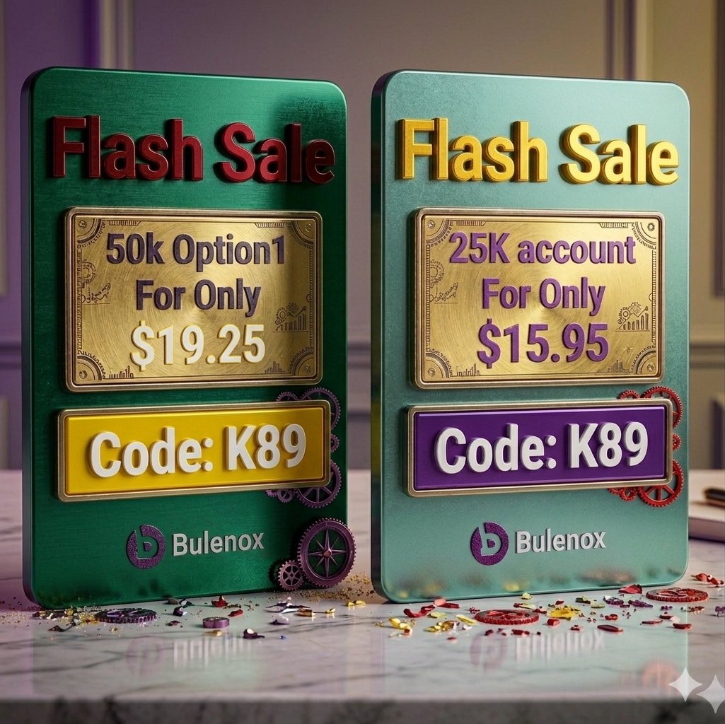 AyoubBfr1's tweet image. Final Day

Bulenox 89% OFF for all subscriptions option 1 trailing drawdown
25k for only $15.95
50k for Only $19.25
100k for only $23.65
Coupon: K89
Link: bulenox.com/member/aff/go/…

#bulenox #trading #couponcode #getfunded #apextraderfunding #NQ #gold #fundedtrader #future