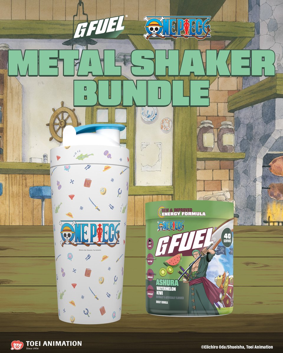 ONE PIECE X G FUEL Exclusive Metal Shaker Bundle!
Ashura = Watermelon + Kiwi🍉 
Secure yours before it’s gone: gfuel.ly/3OVcr2y