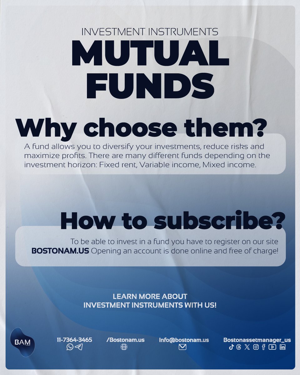 Assetboston_us's tweet image. What is a Common Investment Fund? 
A Fund or FCI is an instrument that collects deposits from a large number of clients and invests them in diversified assets. 

Learn more from our website bostonam.us/funds 

#usa #money #savings #finance #inflation #capital #stock #market