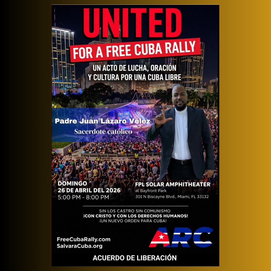 thearcorg's tweet photo. #Cuba #FreeCubaRally #SalvaraCuba
Join us! This Sunday at Bayfront Park Amphitheater
Admission is Free, the experience will be priceless. 
Viva Cuba Libre!
Register your email at https://t.co/zzPOO0UB1N https://t.co/zPIzHsYTMv