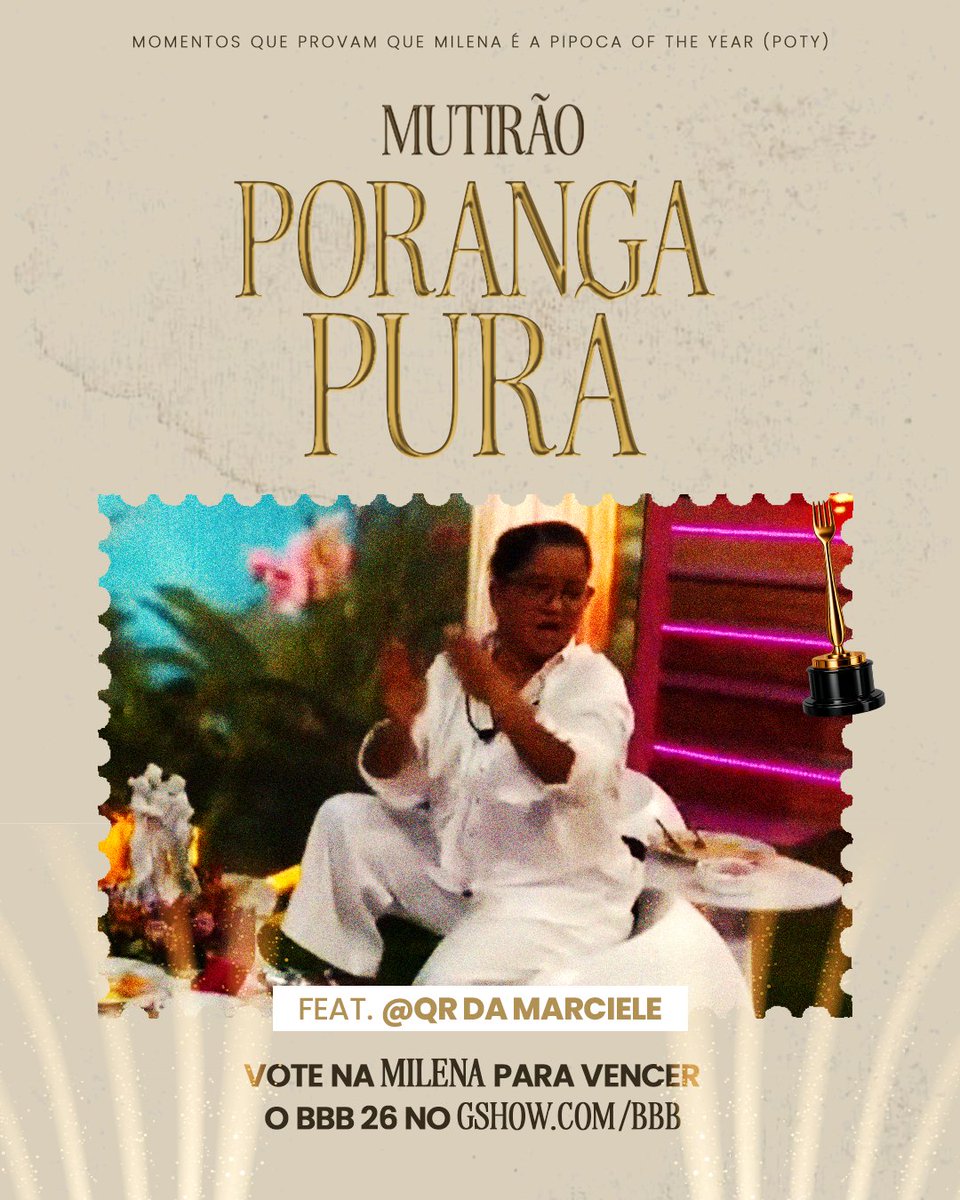 ✨ MUTIRÃO PORANGA PURÃ INICIADO! ✨ 

📥 A cada 10 votos na MILENA, deposite um emoji aqui. 

⚠️ O voto é para VENCER, vote na MILENA! 

🎯 META: 1K de replies!

⏰ ENCERRA ÀS 19H!

👉🏾 gshow.globo.com

#MilenaCampeã #BBB26