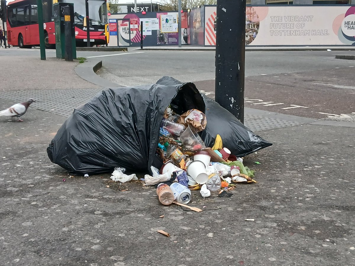MartinBallN17's tweet image. To @old_gunner70's 20th April 2026 photo of rubbish in Tottenham Hale #bus station N17, I add 11th &amp;amp; 13th April photos of waste left at the location. The bus station is Transport for London, but #Haringey Council have responsibility to clean. Is there #CCTV of who is bringing it?