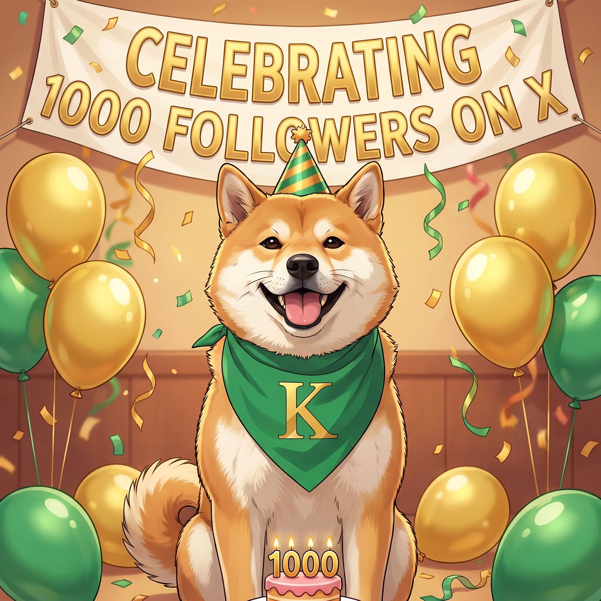 1000 followers! Woof! 🧡💚🐕
