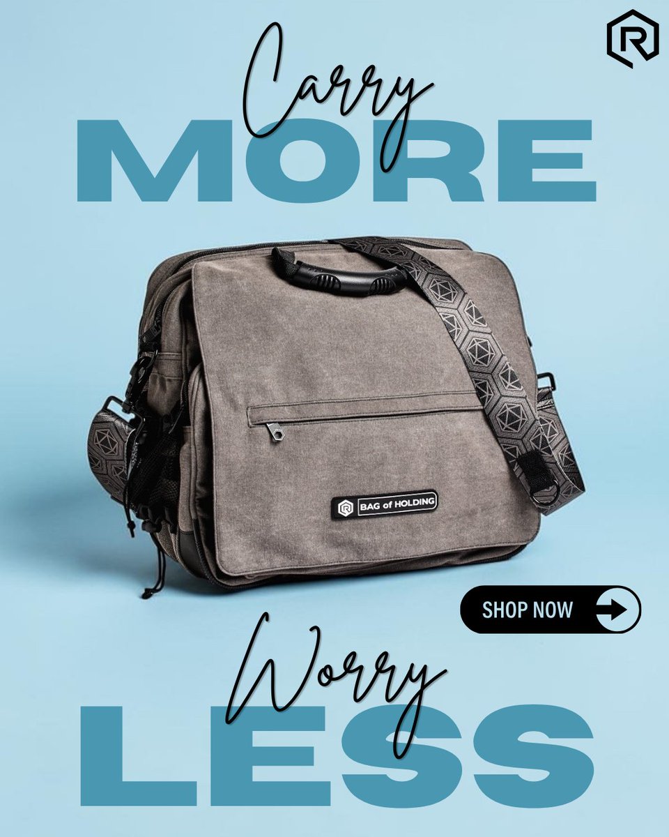 Rollacrit's tweet image. For anyone currently juggling multiple bags just to get through the day, meet the Bag of Holding by Rollacrit. 21+ pockets means everything finally has a place.

Get yours here: zurl.co/03VA1

#bagofholding #gamenight #messengerbag #canvasbag #tabletopadventure