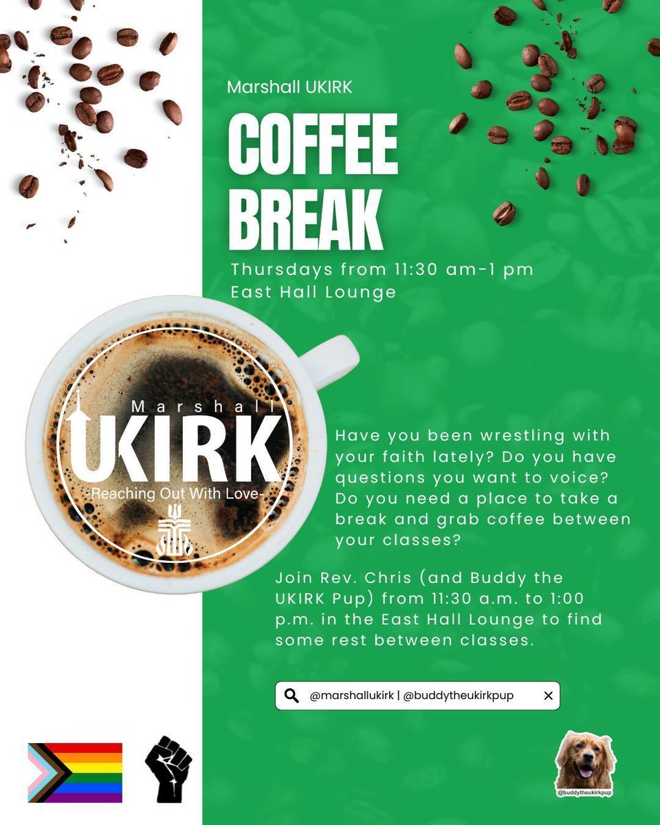 marshallukirk's tweet photo. Hey Y’all! Join us tonight at 6:30 in the Campus Christian Center!! We’ll have dinner, get to know each other, and join together in Bible study!!! We hope to see you tonight!!! @marshallu @marshallu_ace @mu_pasa @mu_bus @marshallu_gsa https://t.co/BkFWiHXg14
