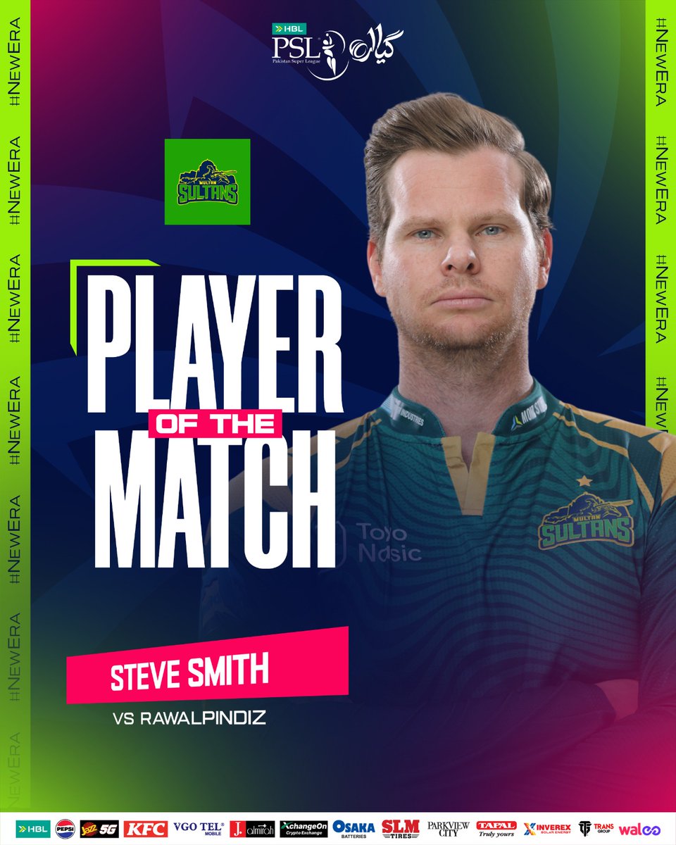ShahidRaza3606's tweet image. Steve Smith bags the Player of the Match award for a brilliant match-winning knock.

#HBLPSL11 | #NewEra | #RPvMS