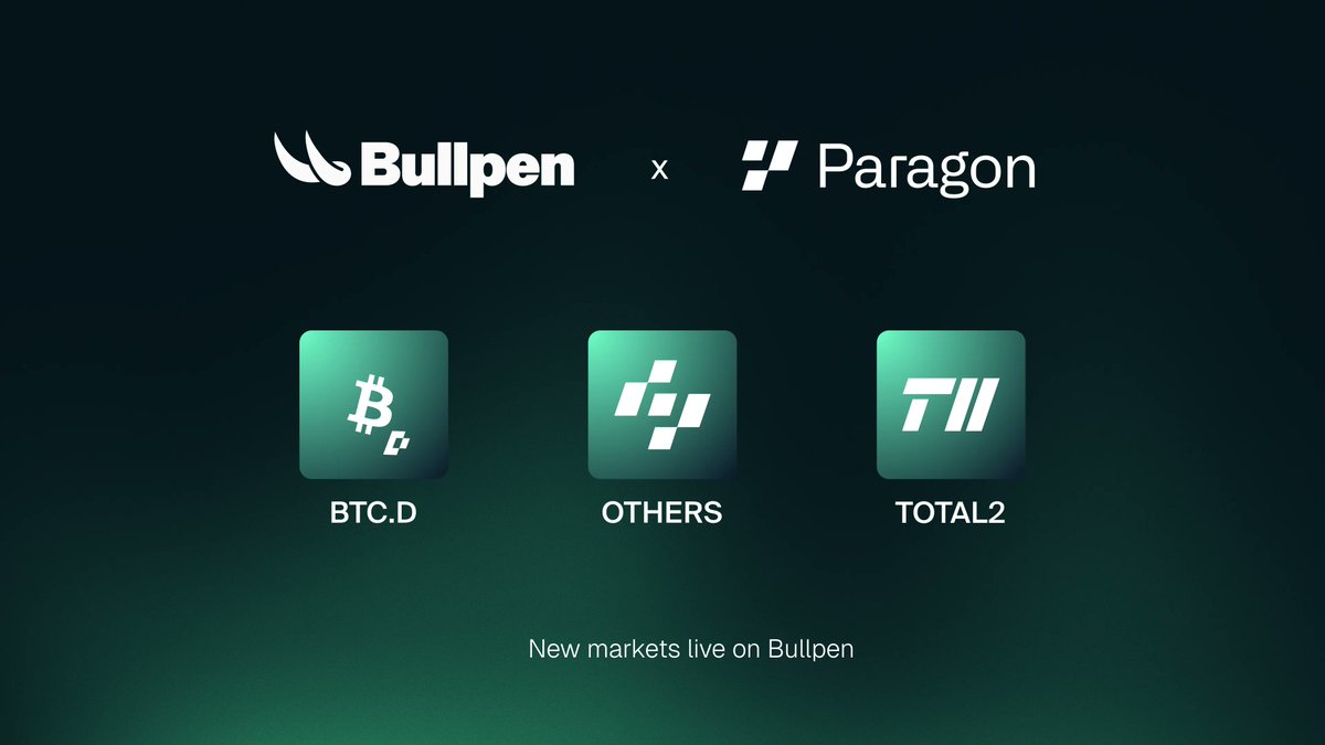 BullpenFi's tweet photo. Trade trends, not coins

Market indices are live on Bullpen, powered by @tradeparagon on HIP-3

One click access to BTC.D, TOTAL2, and OTHERS 👇 https://t.co/TPYtUTzwSb