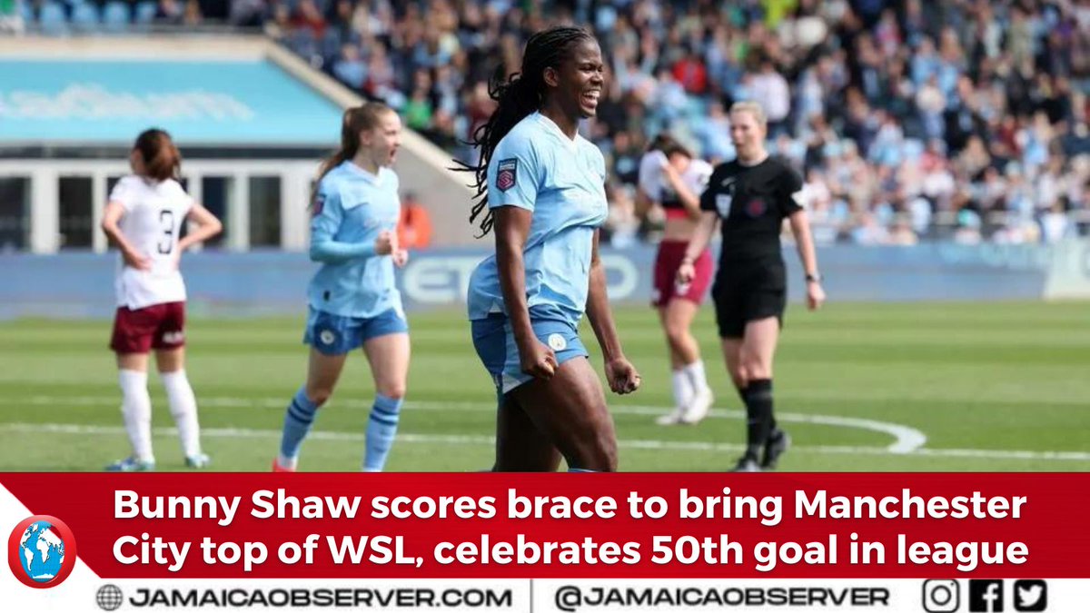 thesoccerdemic's tweet image. #OnThisDay in 2024 Khadija Shaw scored her 5️⃣0️⃣th #WSL goal🙌🏾
⚽️It came for #ManCity vs #WestHam in a 5-0 win at the Joie Stadium✨️
🌎The Jamaican star followed current teammate V.Miedema as the 2️⃣nd fastest to achieve the feat &amp;amp; has 8️⃣0️⃣ from 9️⃣0️⃣ appearances🔥🇯🇲 #BarclaysWSL