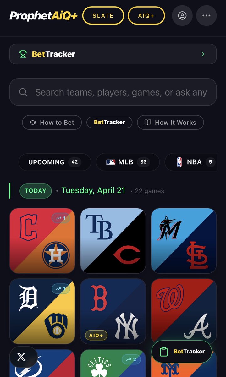 Learn how to sports bet risk-free or track all of your sportsbooks bets in one place with ProphetAiQ

🔗prophetaiq.com

🗓️Today Slate