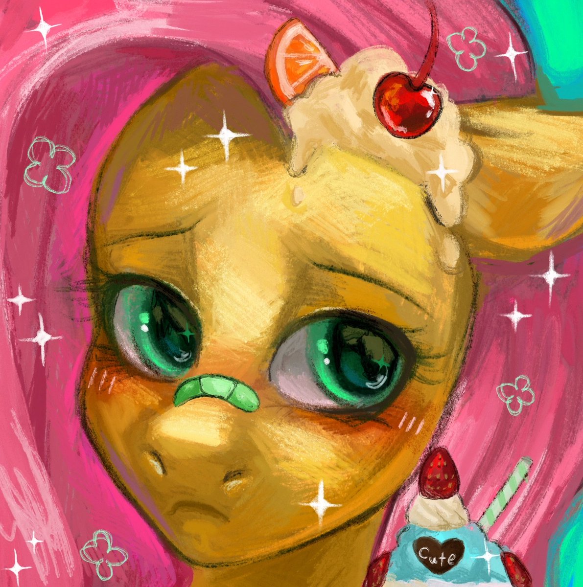 Cute fluttershy icon 🌸🍊🍒💞 #fluttershy #fanart #art #cute #mlp #mylittepony #fyp