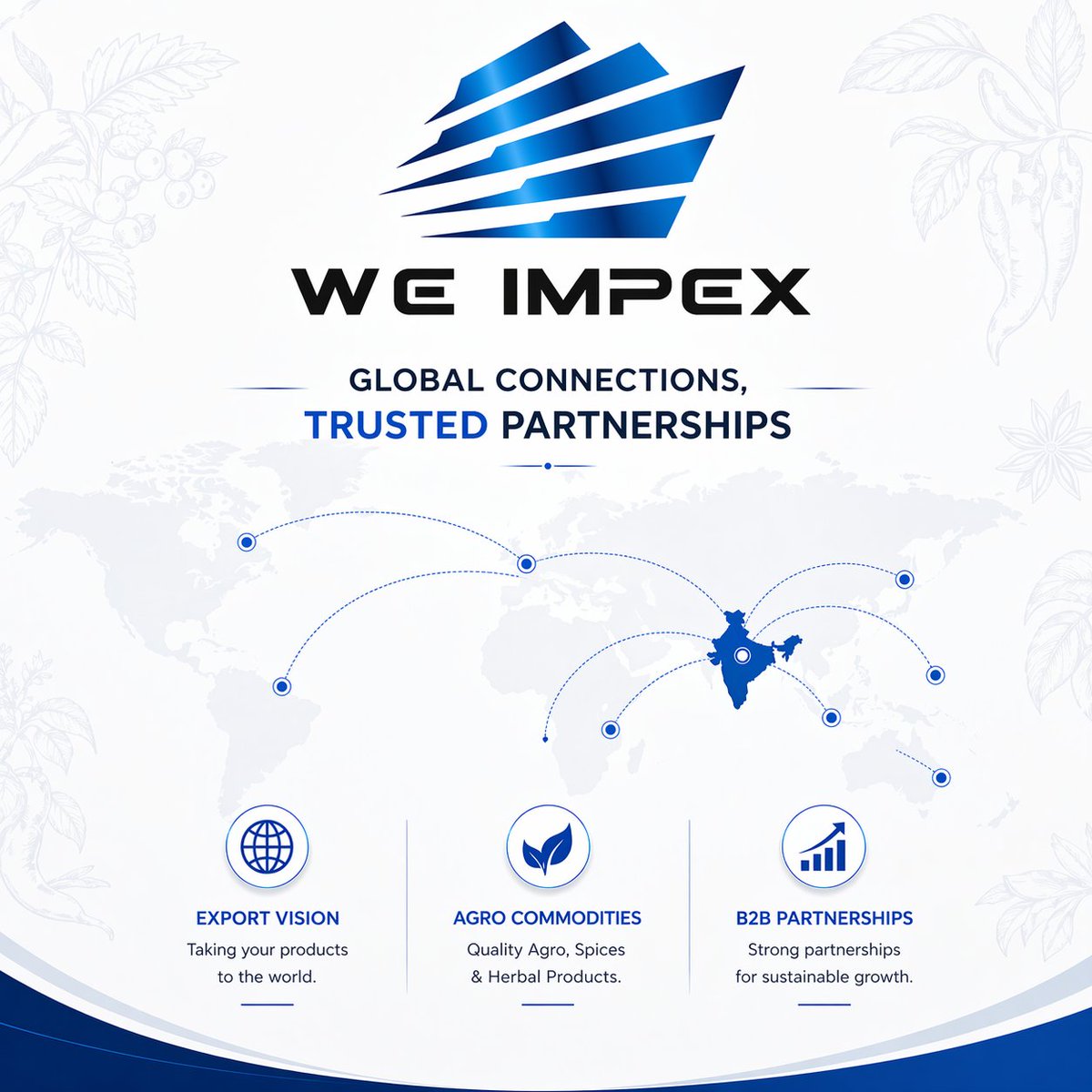 Weimpex_India's tweet image. Connecting India to global markets with trust, quality, and excellence. 🌍
Premium agricultural and allied products from WE IMPEX.
#WEIMPEX #ExportFromIndia #GlobalTrade #AgriculturalExports